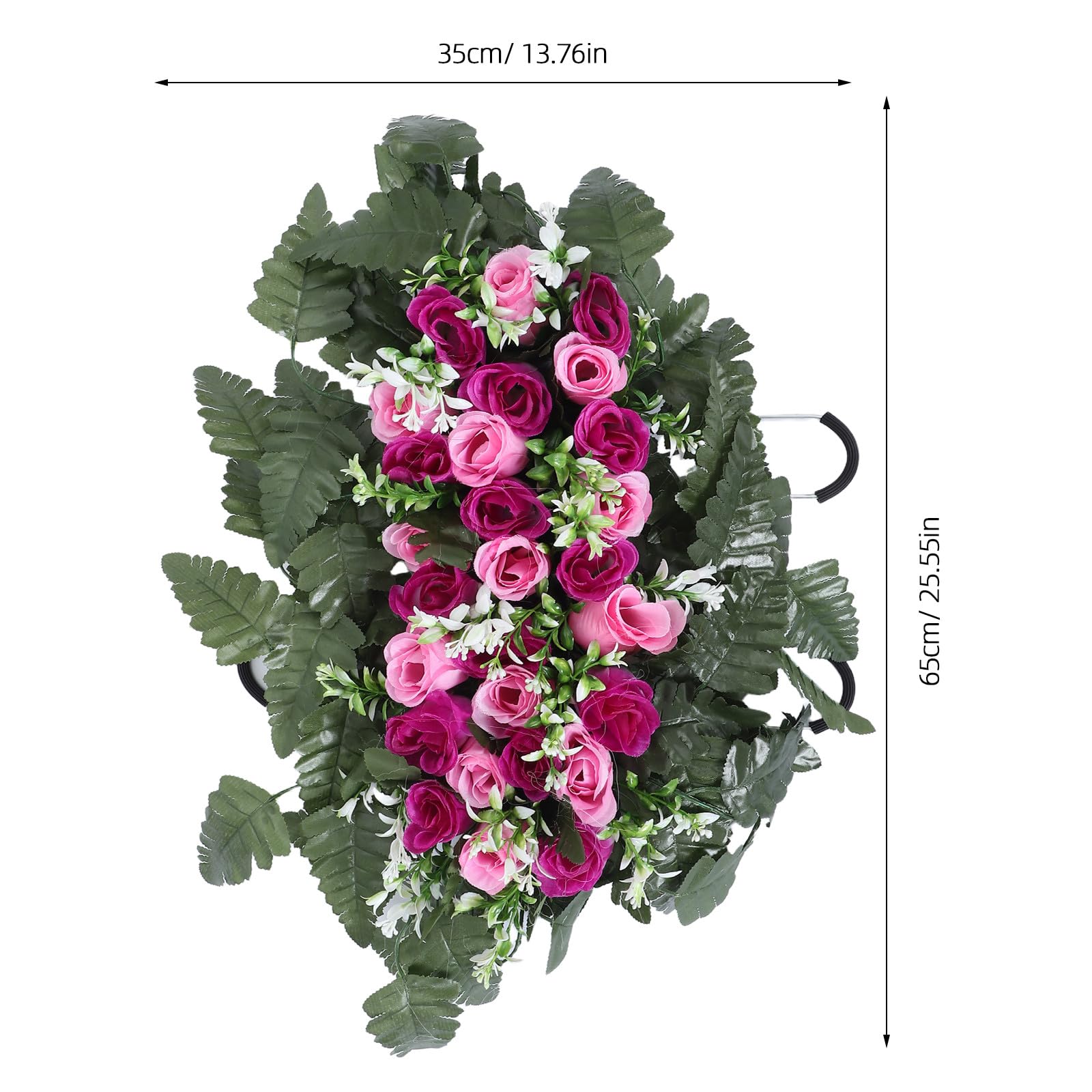 Operitacx Fleurs artificielles pour cimetière, Bouquets de Roses en Soie artificielles pour la décoration de tombes extérieures, résistantes aux intempéries et aux Couleurs éclatantes.