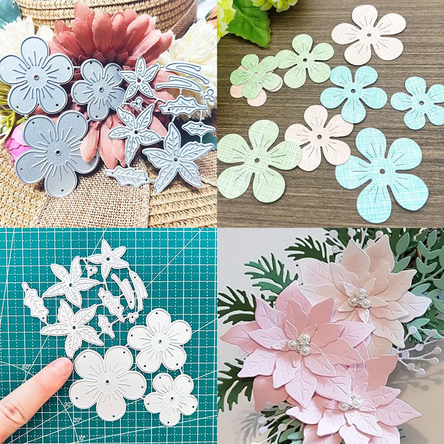 2pcs Flower Petal Die Cuts for Card Making, Flowers Cutting Dies, Plant Metal Die Cutting Mold, Petal Scrapbooking Dies, DIY Etched Embossing Stencil for Craft