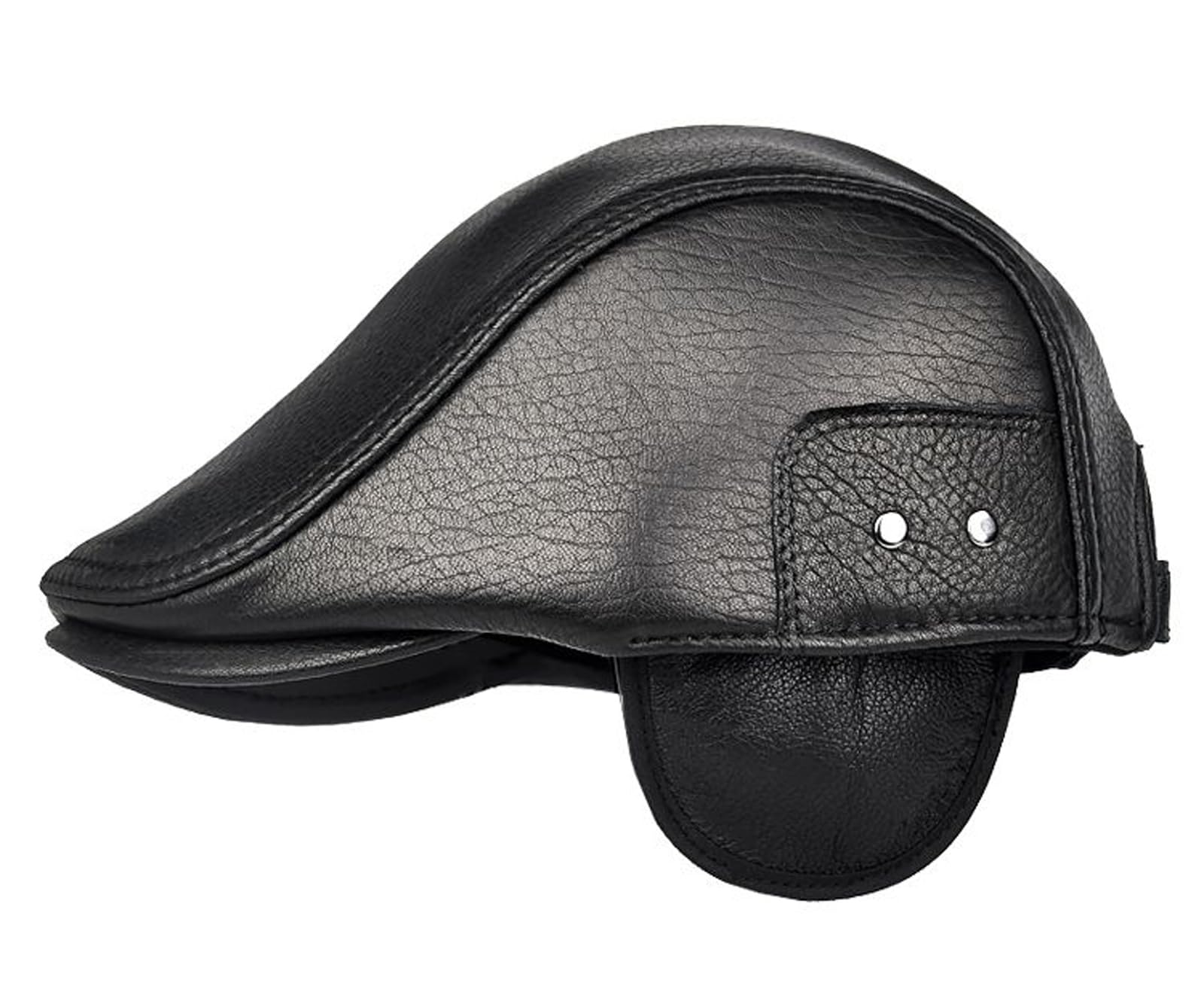 Cappello da Strillone da Uomo in Vera Pelle di Pecora per Guida，XXL_59-60cm | Fascia Elastica con Grana Naturale di Montone a Vista, Adatta per Uomo, Ideale per Pesca, Guida e Passeggiate in Città