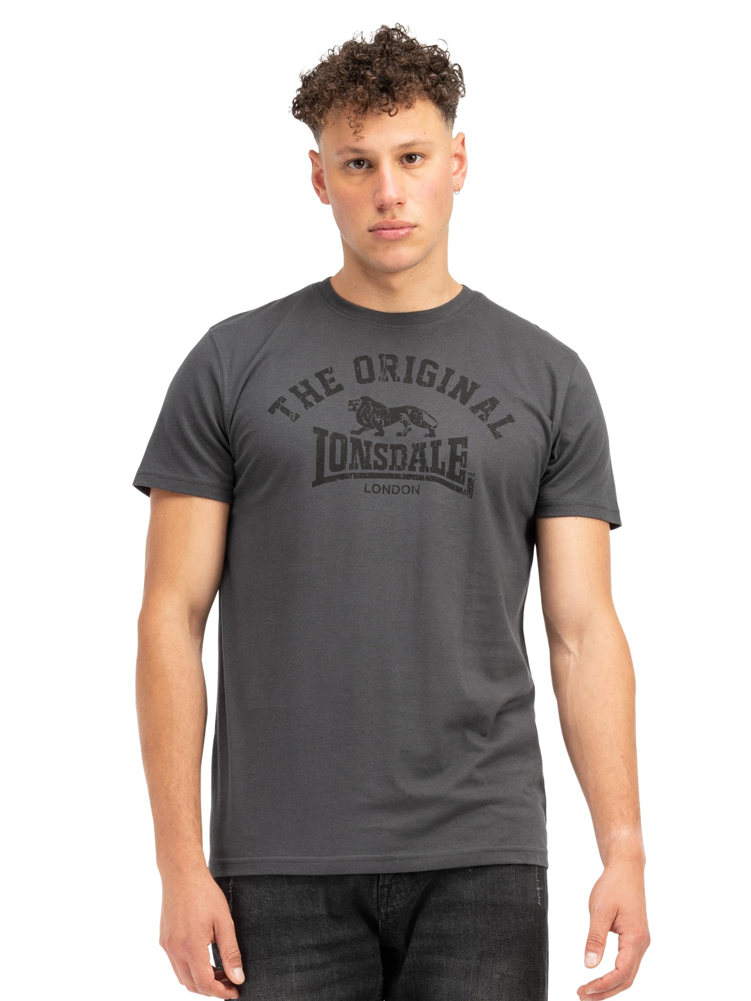 Lonsdale Men's Long-Sleeved T-Shirt Regular Fit, Anthracite/black, XL