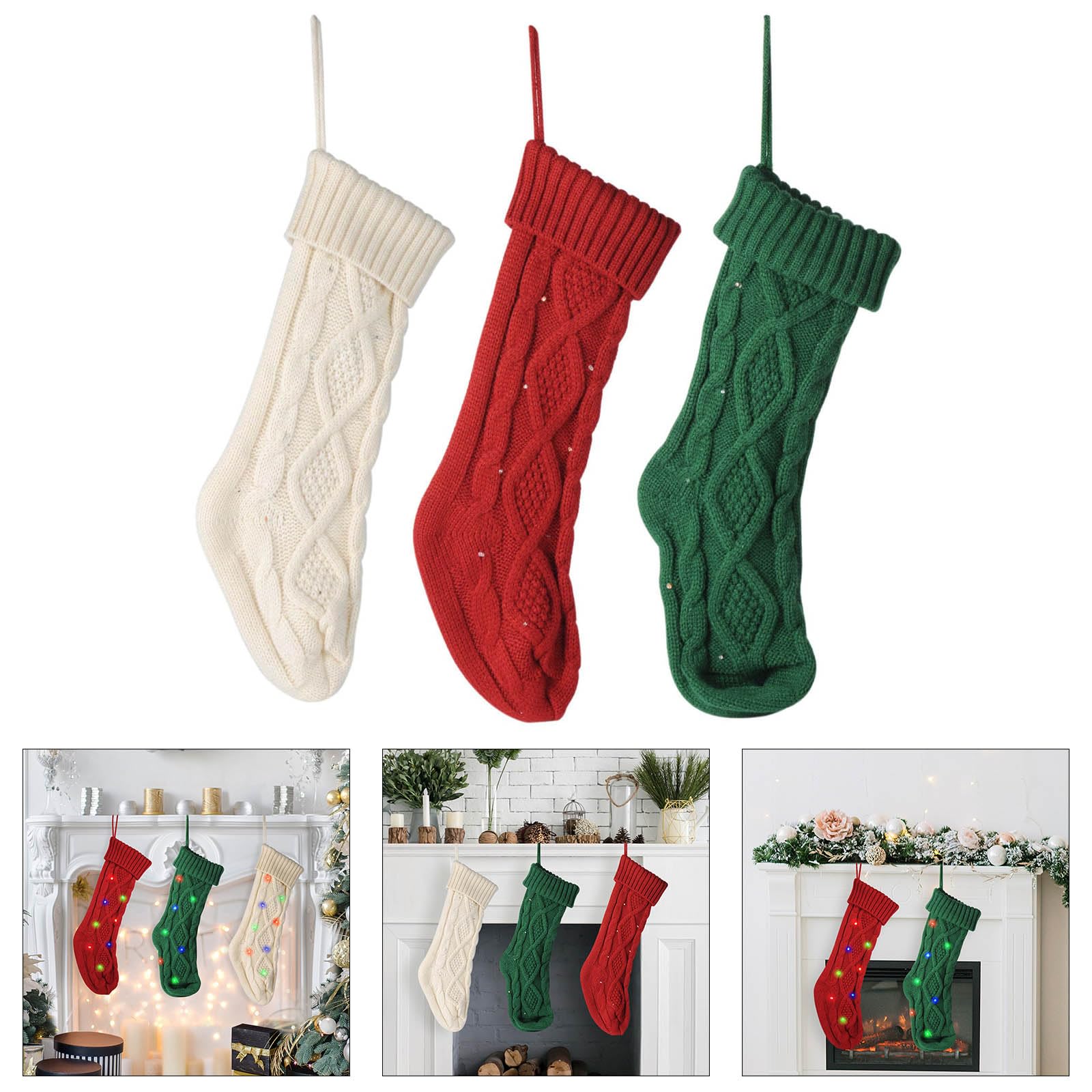 Jinlinjew Calza di Natale Personalizzata in Maglia a Blocchi