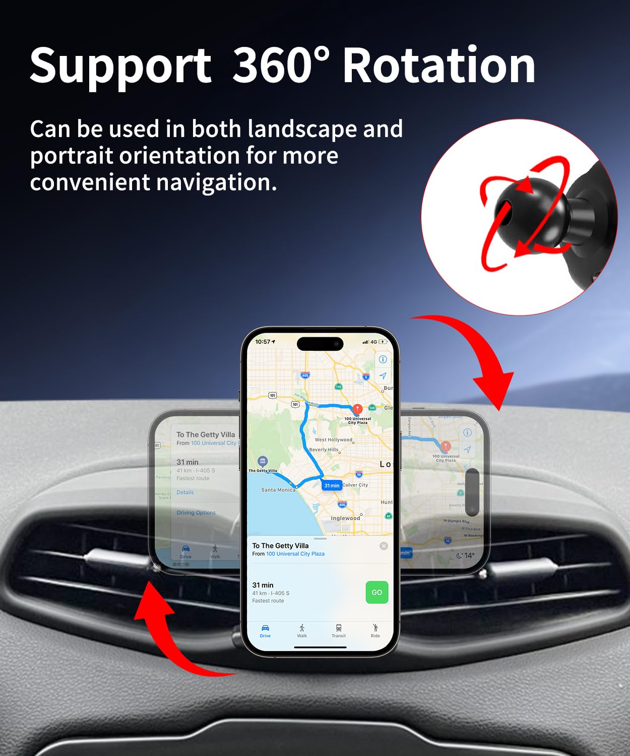 Samochodowy uchwyt na telefon do Jeep Renegade 2015-2024 akcesoria samochodowe, uchwyt na telefon komórkowy kompatybilny z MagSafe, obrót o 360°, bez użycia rąk, nie wpływa na odpowietrznik