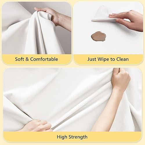 Miniatura 4 de ANMINY Tela de vinilo de piel sintética de algodón, parte trasera por yarda, para manualidades manuales, herramientas de costura, hobby, taller,