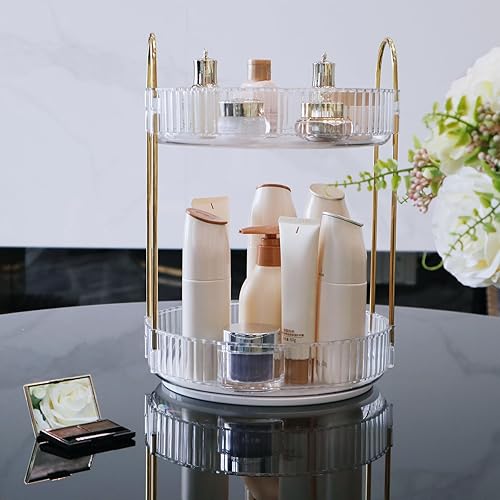 Organizador de maquillaje giratorio de 360 para baño, organizador de maquillaje Lazy Susan, organizador de maquillaje para baño, organizador de