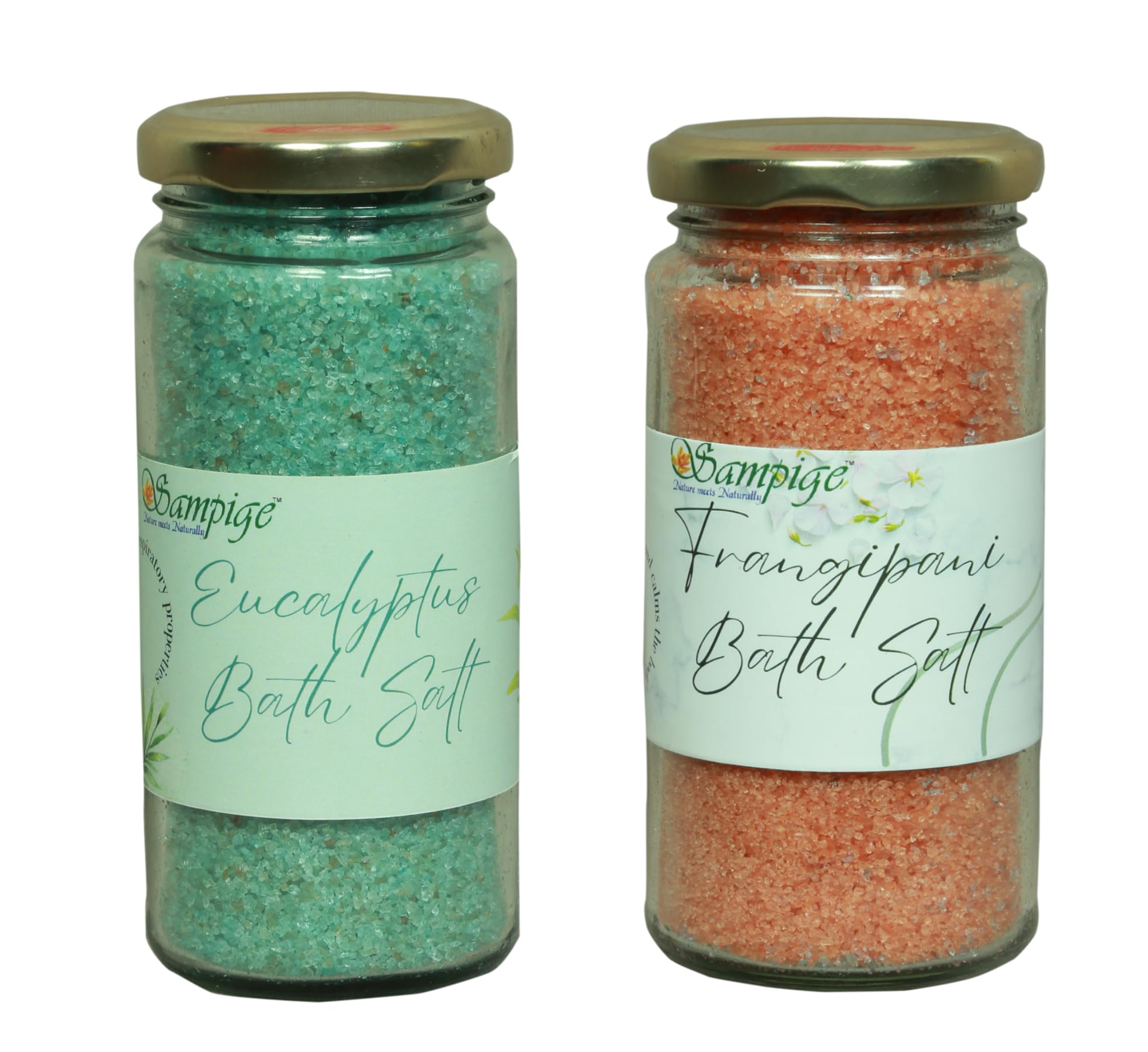 Sampige Tropical Tranquility: Sampige Frangipani and Eucalyptus Bath Salt Combo|Spa-like indulgence| 250 * 2 (500 gram)