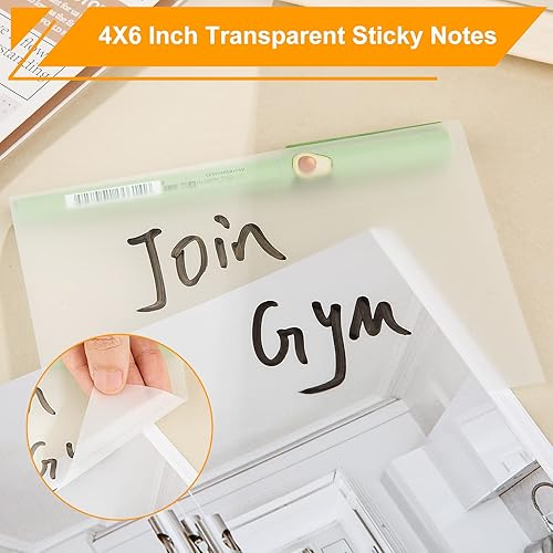 Miniatura 2 de Notas adhesivas transparentes de 4 x 6 pulgadas, 200 hojas grandes translúcidas autoadhesivas transparentes transparentes para oficina, mujer,