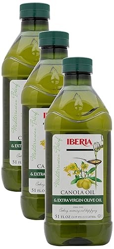 Iberia Aceite de Oliva Virgen Extra y Canola 51 FL. OZ. (1.5 LITROS) (Paquete de 3)