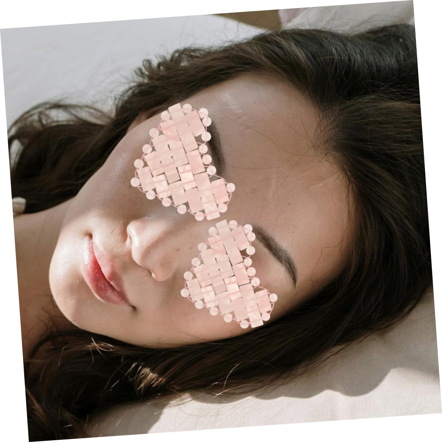Healeved Maschera per Occhi e Bellezza Naturale a Forma di Cuore Design Semplice in Pietra Rosa Effetto Rinfrescante per Proteggere gli Occhi Durante Relax