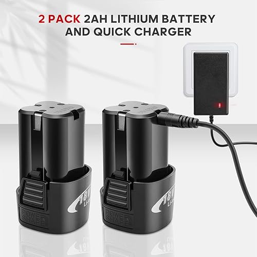 Miniatura 6 de FAHKNS Llave de trinquete inalámbrica extendida de 18 V, juego de llaves eléctricas 38 de 45 ft-lbs (60 N.m) 400 RPM de potencia, 2 baterías de