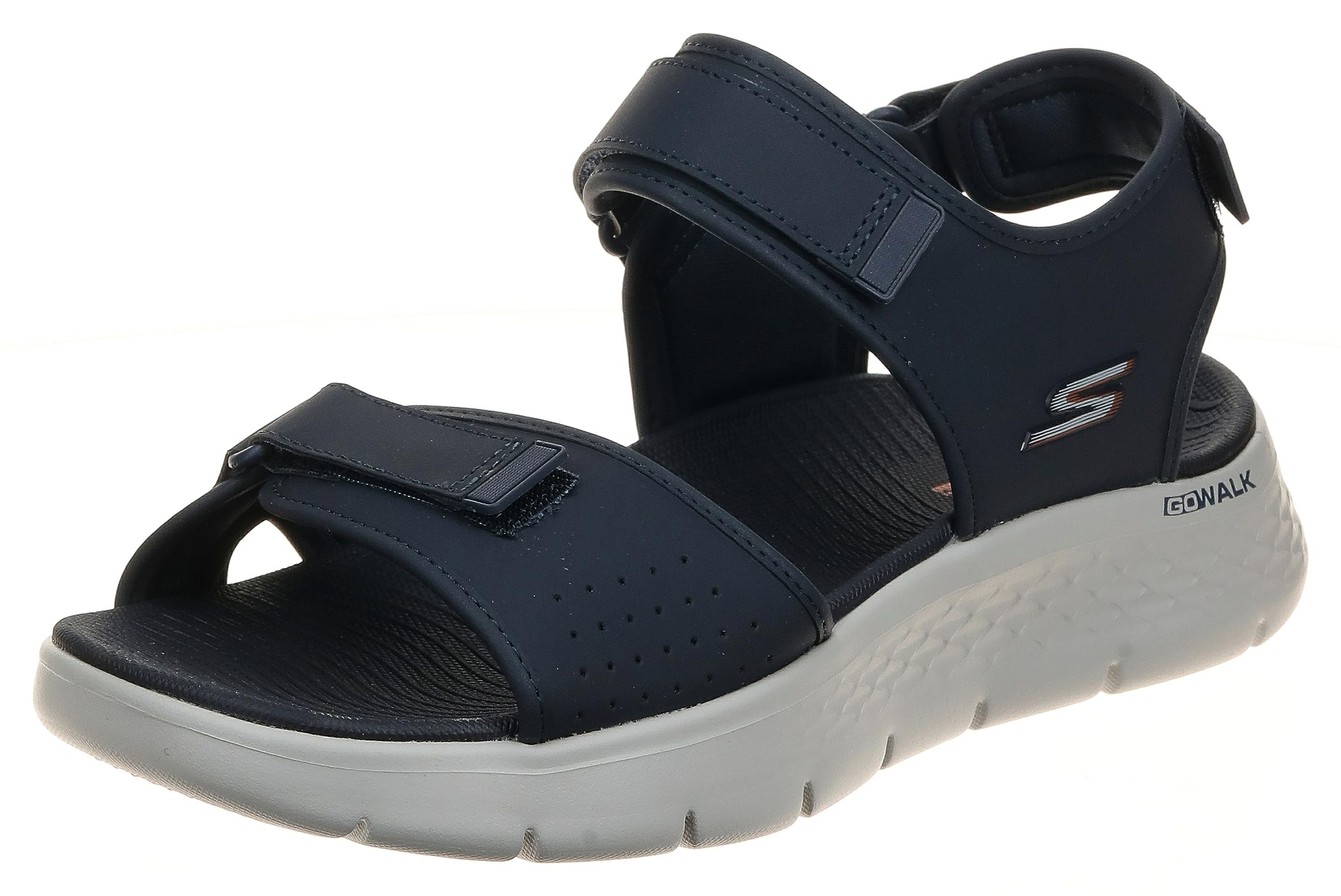Skechers Herren Go Walk Flex Sandal Antigua Beach Sandale, Navy And Orange Synthetic, 44.5 EU