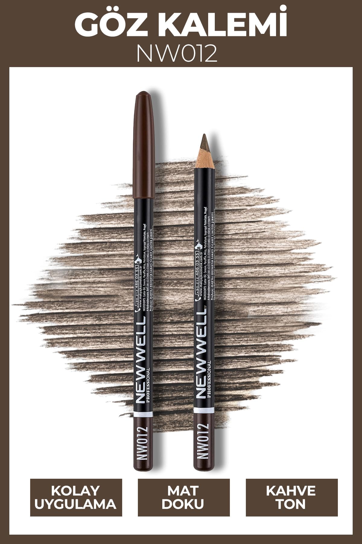 new well Porcelain Make Up Eyelip Pencil 12