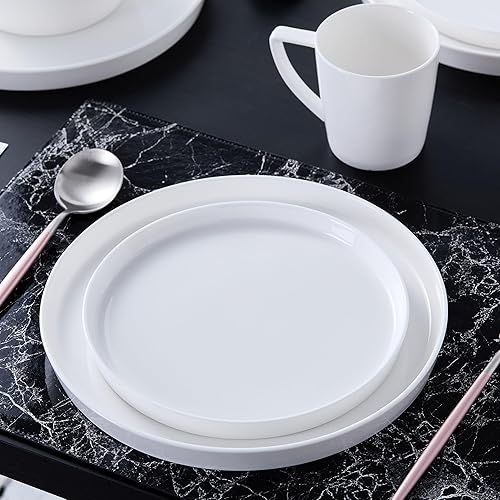 Miniatura 4 de Stone Lain Madeline Bone China - Juego de vajilla de 16 piezas, platos y cuencos para 4, colección de platos blancos con tazas, borde moderno, apto