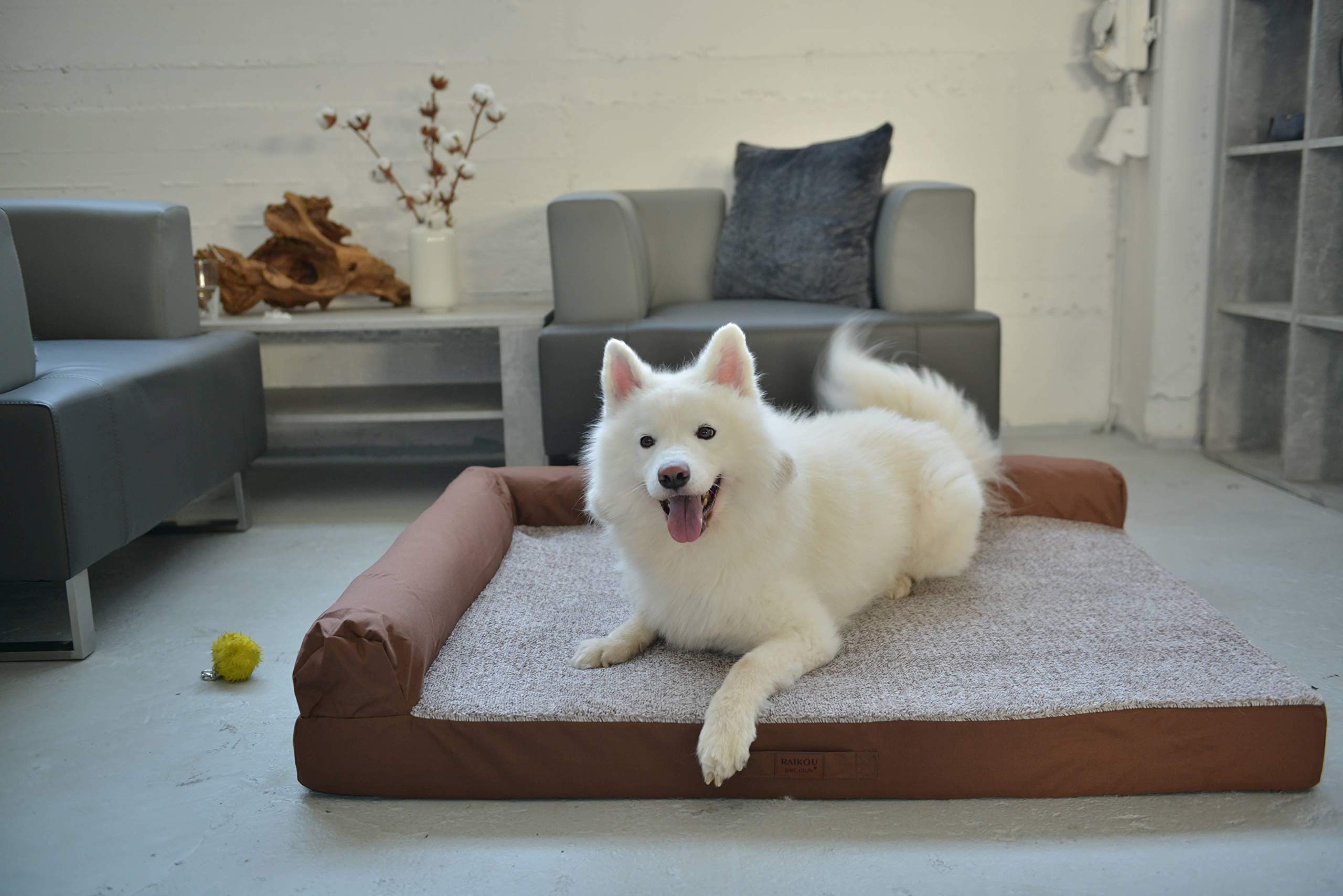 RAIKOU Cama Ortopédica para Perros Grandes,Sofá para Perros,Cama para Mascotas,Cama para Perro de Espuma viscoelástica,Desmontable y Lavable(Gris Mezclado,100 * 80cm)