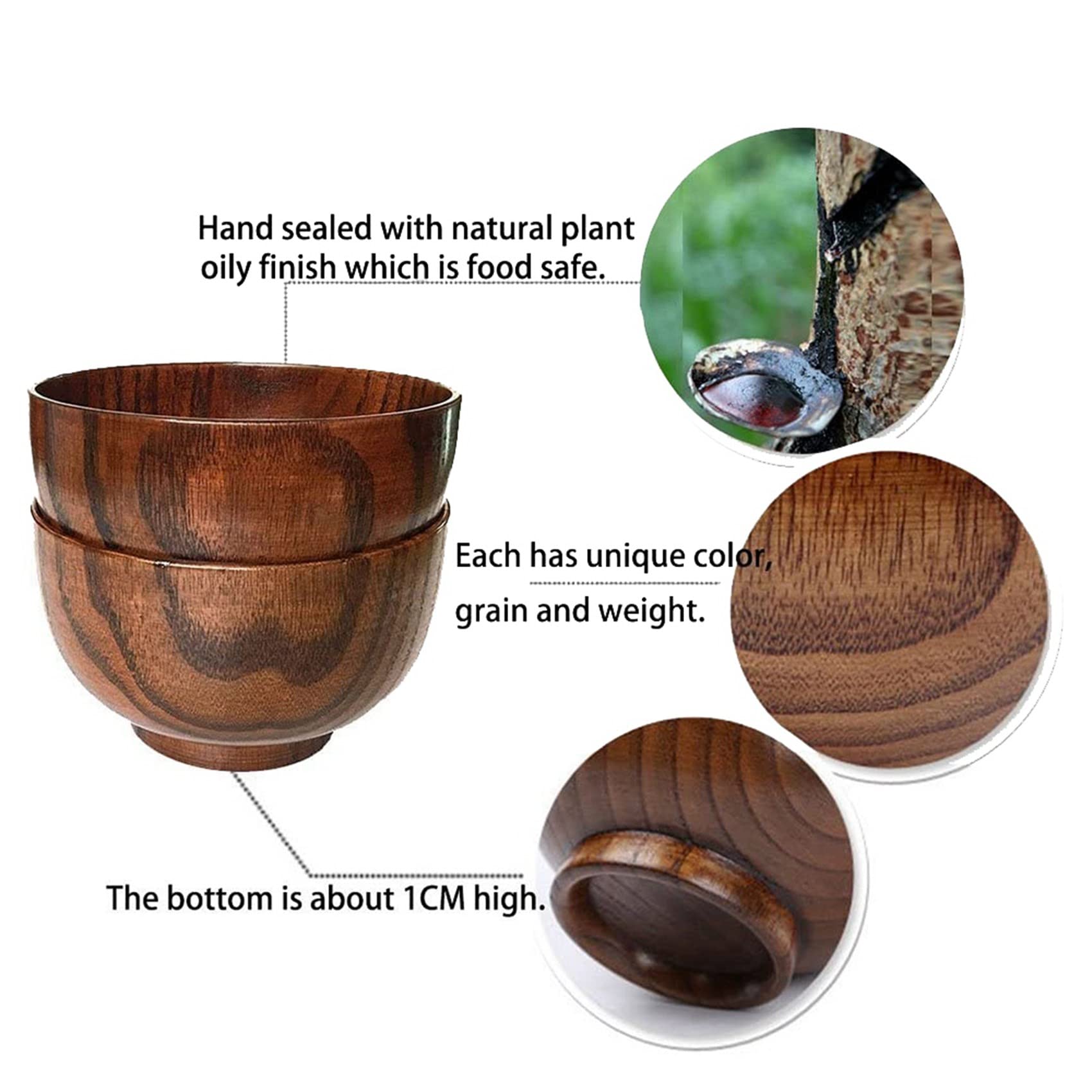 12 Piezas de de Madera para Servir Vajilla para Arroz, Sopa, Salsa, Café, Té, Decoración, Ensaladera de Madera, Juego de Cubiertos de Cocina