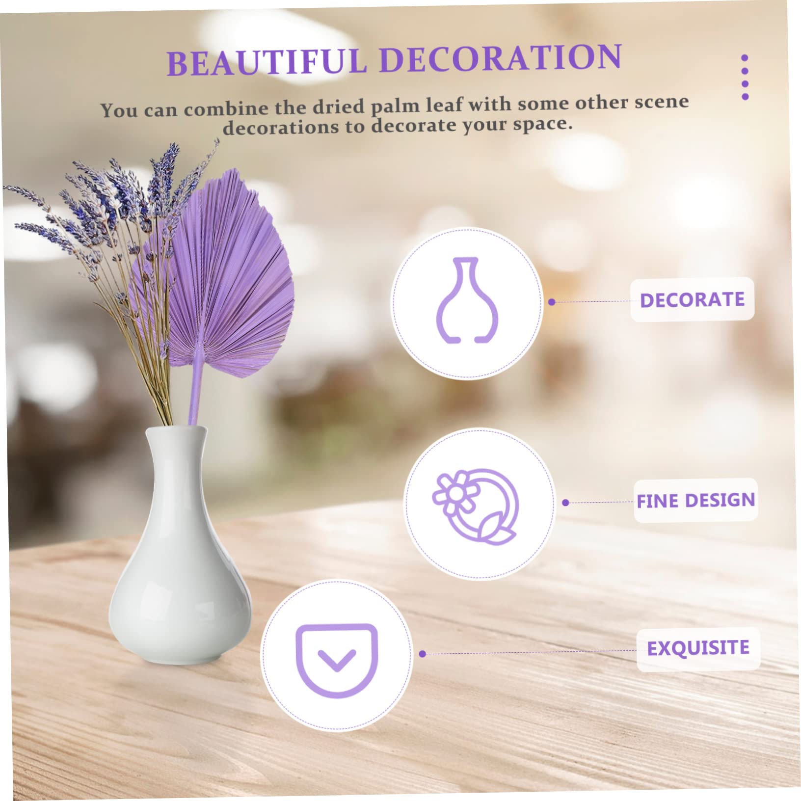 Ciieeo 5St Simulierter Rohrkolbenfächer Korsage Hortensienblüten mit echter Note Dekoration Schlafzimmer Bedroom Decoration Hochzeitsdekoration Wandkunst Blattdekor Palmblatt Violet