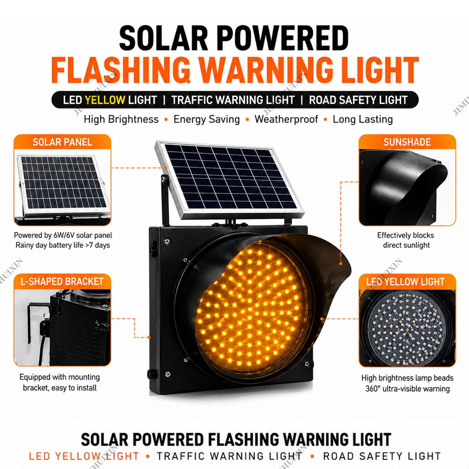 Señalización Vial: semáforo Solar, Luces Intermitentes Amarillas/Rojas de 30 cm para señales de Stop, baliza de Advertencia de tráfico LED Industrial, luz de Seguridad para Carreteras