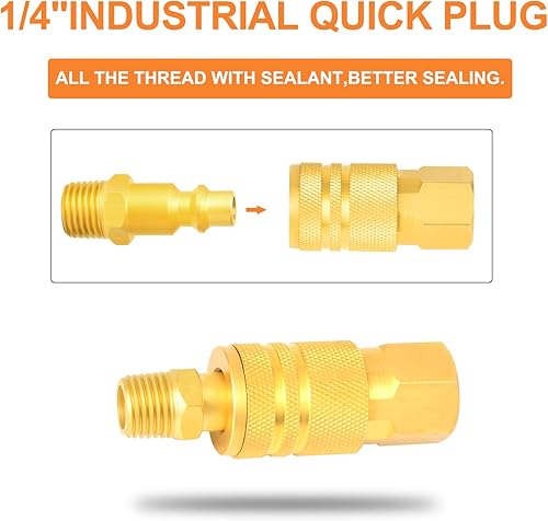 Miniatura 9 de GASHER Enchufe de aire industrial macho NPT de 14 pulgadas, tapones neumáticos 300PSI (paquete de 20)