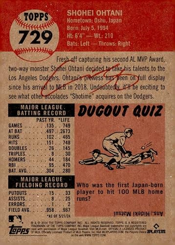 Miniatura 2 de SHOHEI OHTANI 2024 Topps Living Set #729 Los Angeles Dodgers NM-MT MLB Béisbol PR:32011