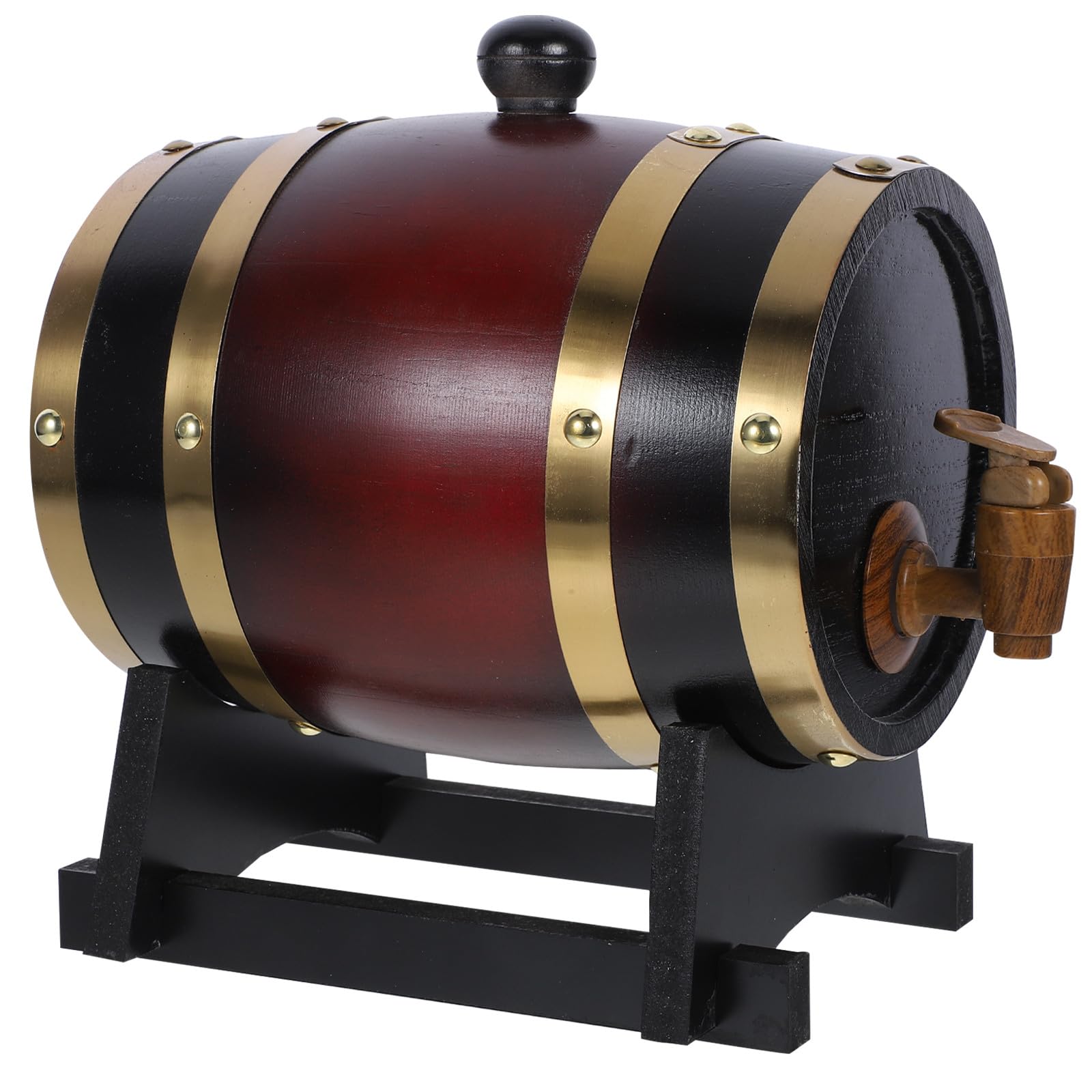 TOYANDONA Barril de Madera Maciza de Pino 1,5 L Grifo y Soporte, Barril para Vino Tinto, Cerveza y Licor, Dispensador Portátil para Añejamiento y Almacenamiento en Cocina y Bar