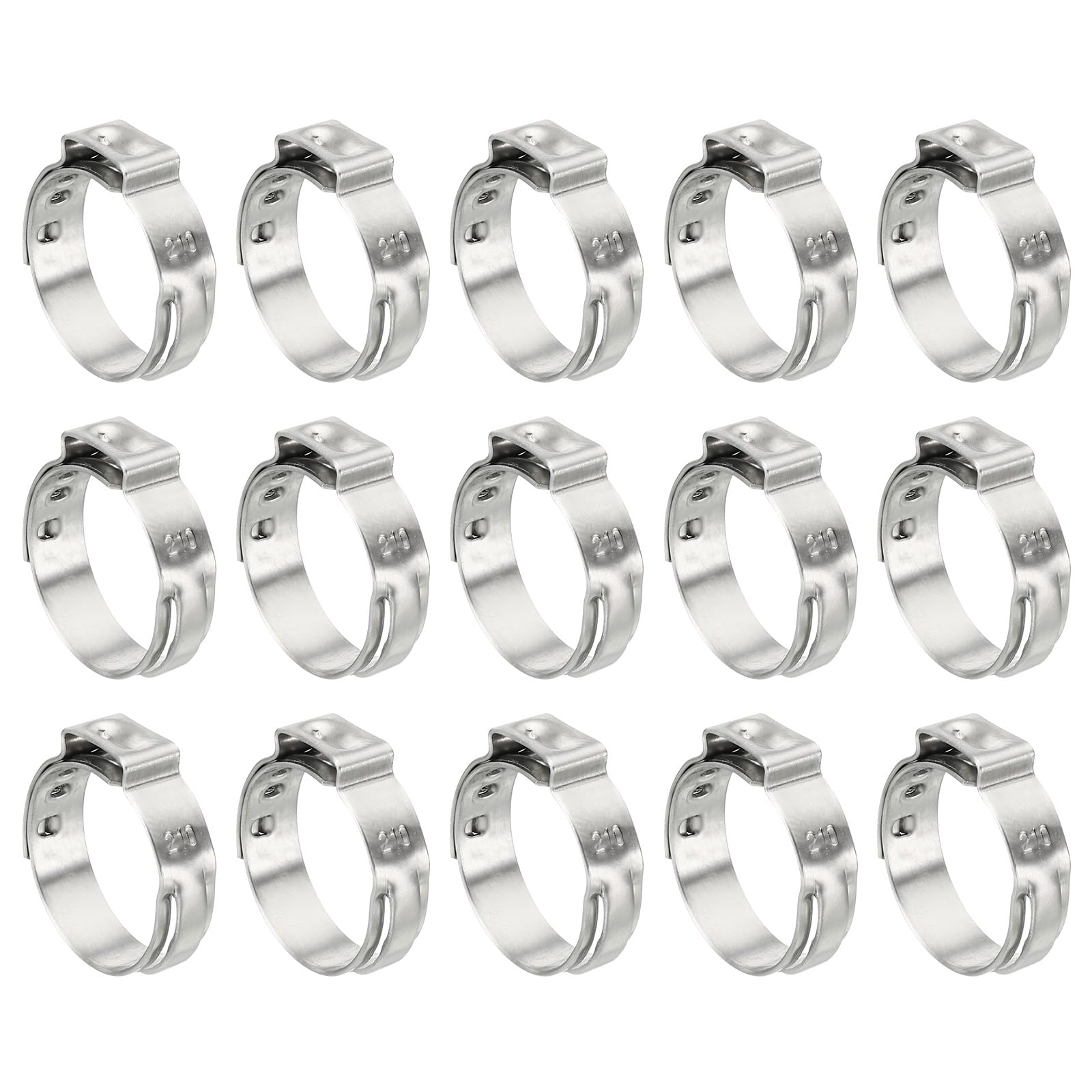 PATIKIL 20 Pcs 11-13mm Collier De Serrage à Double Oreille, Anneaux De Sertissage De Clip Torique En Acier Galvanisé Pour Connexions De Raccords Tubes Essence Carburant, Ton Argenté