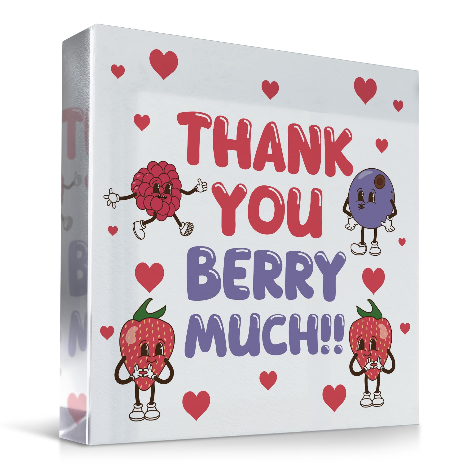 Red Ocean Thank You Berry Much Gift For Teacher Mentor Volunteer Colleague Friend Teaching Assistant Acrylic Block Thank You Gifts For Him Her Friendship Gifts Keepsake