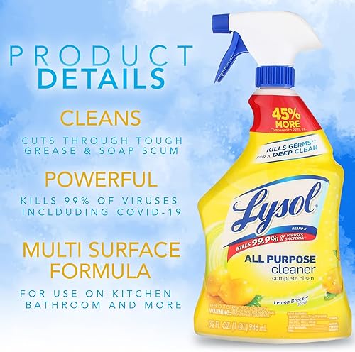 Miniatura 2 de Ezee space 3 Lysl - Spray limpiador multiusos  32 onzas aroma a brisa de limón  Paquete de 3  Limpiador de baño Lysl'  Incluye 5 toallitas prácticas