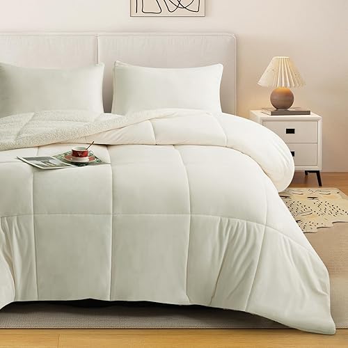 Juego de edredón de 3 piezas de microvisón Sherpa negro de alta calidad, cálido y acogedor forro polar para invierno, 2 fundas de almohada,