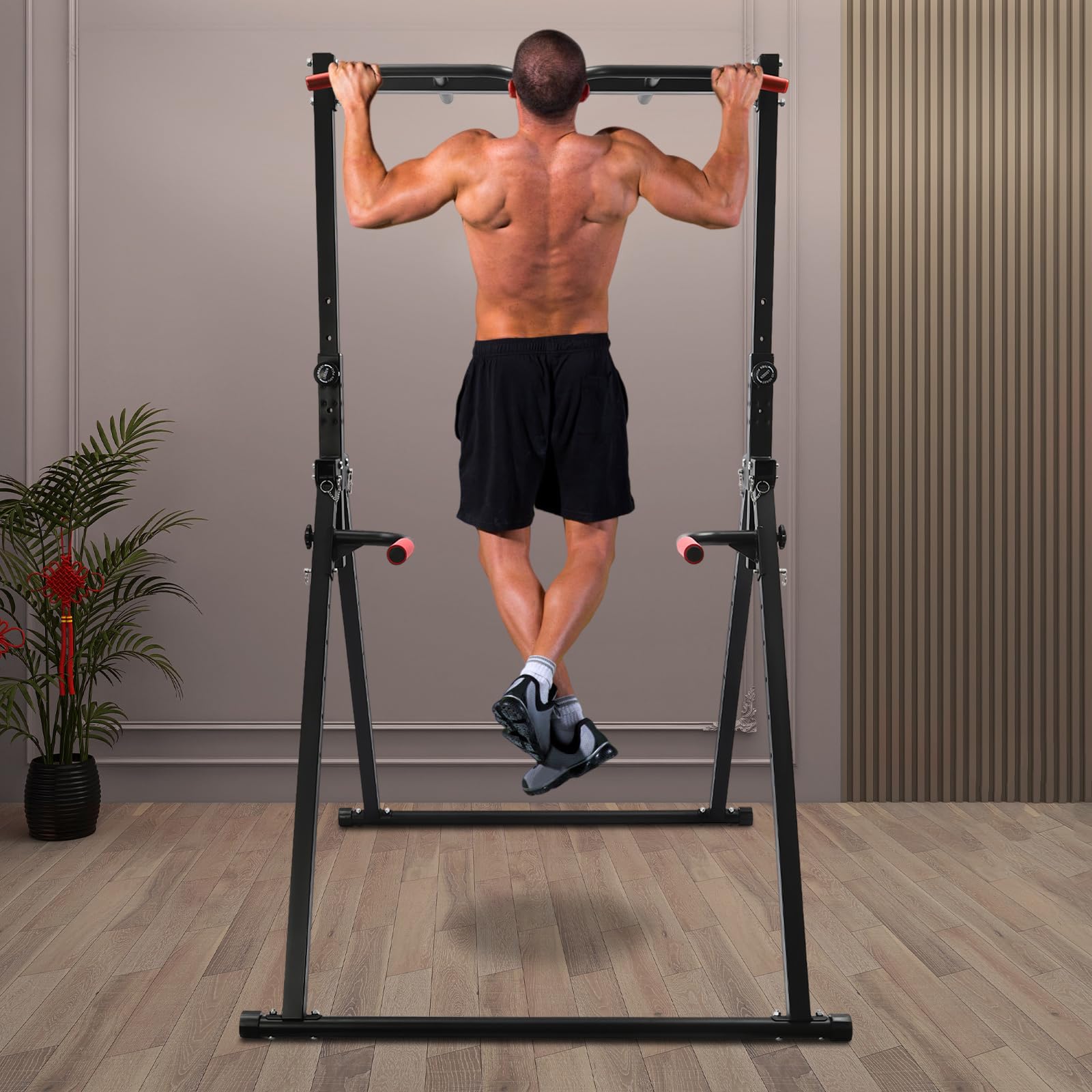 440 LBS Pull up Bar Free Standing, Parallel Adjustable Height Standing Pull Up Bar Dip Station for Home Gym Heavy Duty, Strength Training Fitness