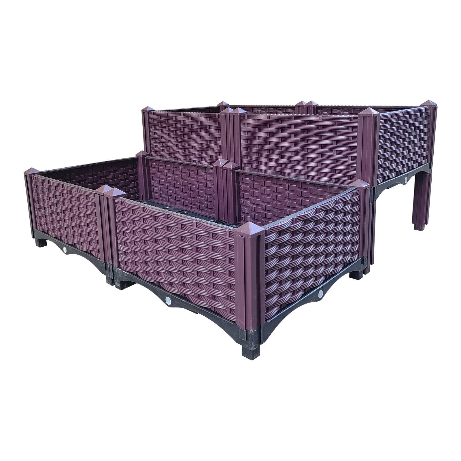 Bancal alto para jardín, kit de plantación de plástico, jardineras altas para interiores y exteriores, balcón, patio, accesorios de jardín, jardinera trapezoidal, fácil montaje
