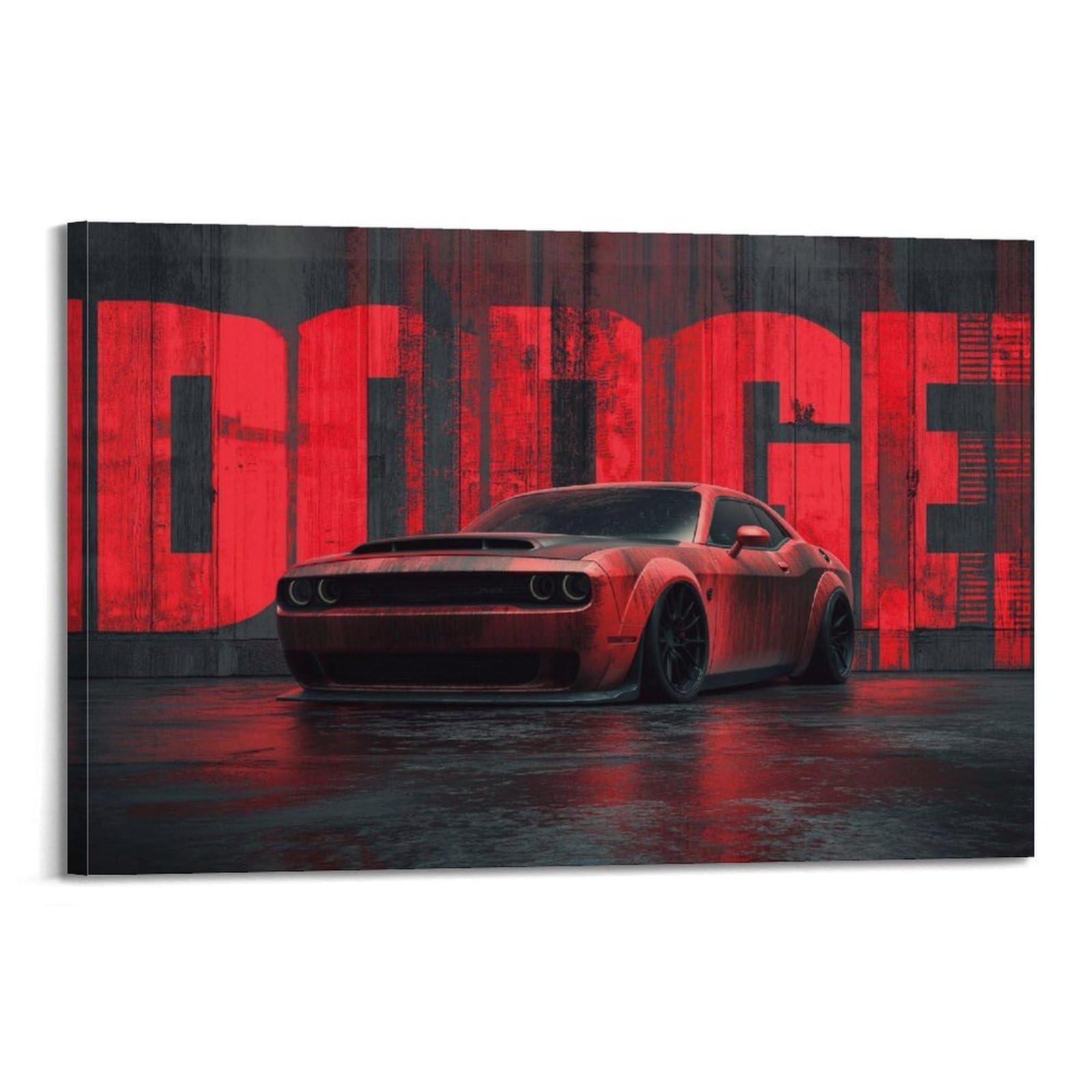 OKAHYS USA Muscle Car Challenger SRT Demon Poster Modern Decorative Canvas Prints - Ideal Wall Art for Family, Man Cave, Game Room, Boys & Girls Bedroom 24x36inch(60x90cm)