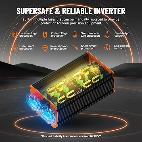 Miniatura 4 de Inversor de corriente de 3000 W de 12 V CC a 110 V120 V CA convertidor para RVcamiónbarcocampamentoinversor de energía solar fuera de la red para