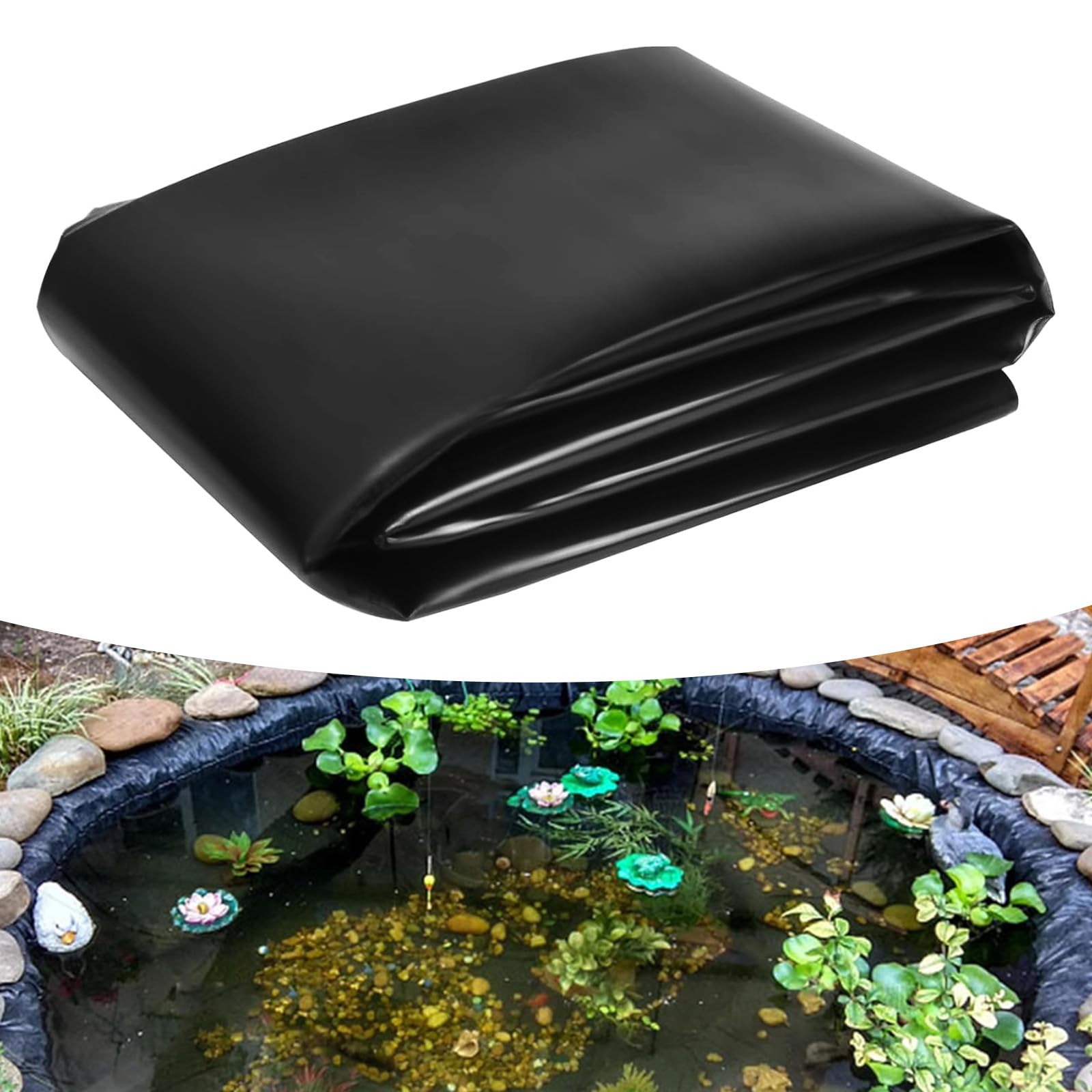 DAZZTIME Telo per Laghetto da Giardino,Telo Laghetto,Fodera Laghetto Flessibile 3x4m,Rivestimento per Laghetti,0.5mm Spessore,per Laghetti,Laghetti,Laghetti,Giardini Acquatici,Fontane