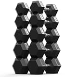 PAPABABE Dumbbell Set, Rubber Encased Home Gym Dumbbells, Weight Dumbbells for Women & Men, Hand Weights for Home Gym & Strength Training
