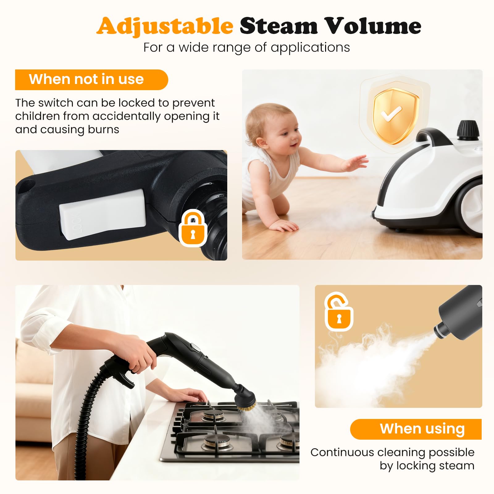 Vaporeta Limpieza Hogar 5 Bar, 2000W Limpiador a Vapor Portátil 222°C con 19 Accesorios, Vaporeta de Mano con 2L Depósito de Agua, 5 Min Calentamiento, Máquina de Vapor para Cocina Baño Coches