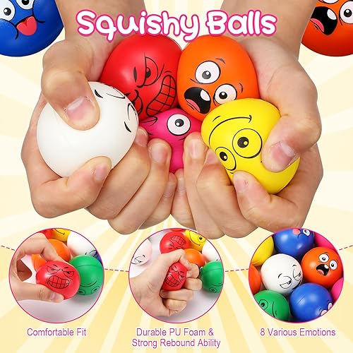 Miniatura 4 de 100 bolas de estrés para la cara, divertidas bolas para apretar, bolas de estrés con expresión a granel, bolas de espuma para apretar, bolas de
