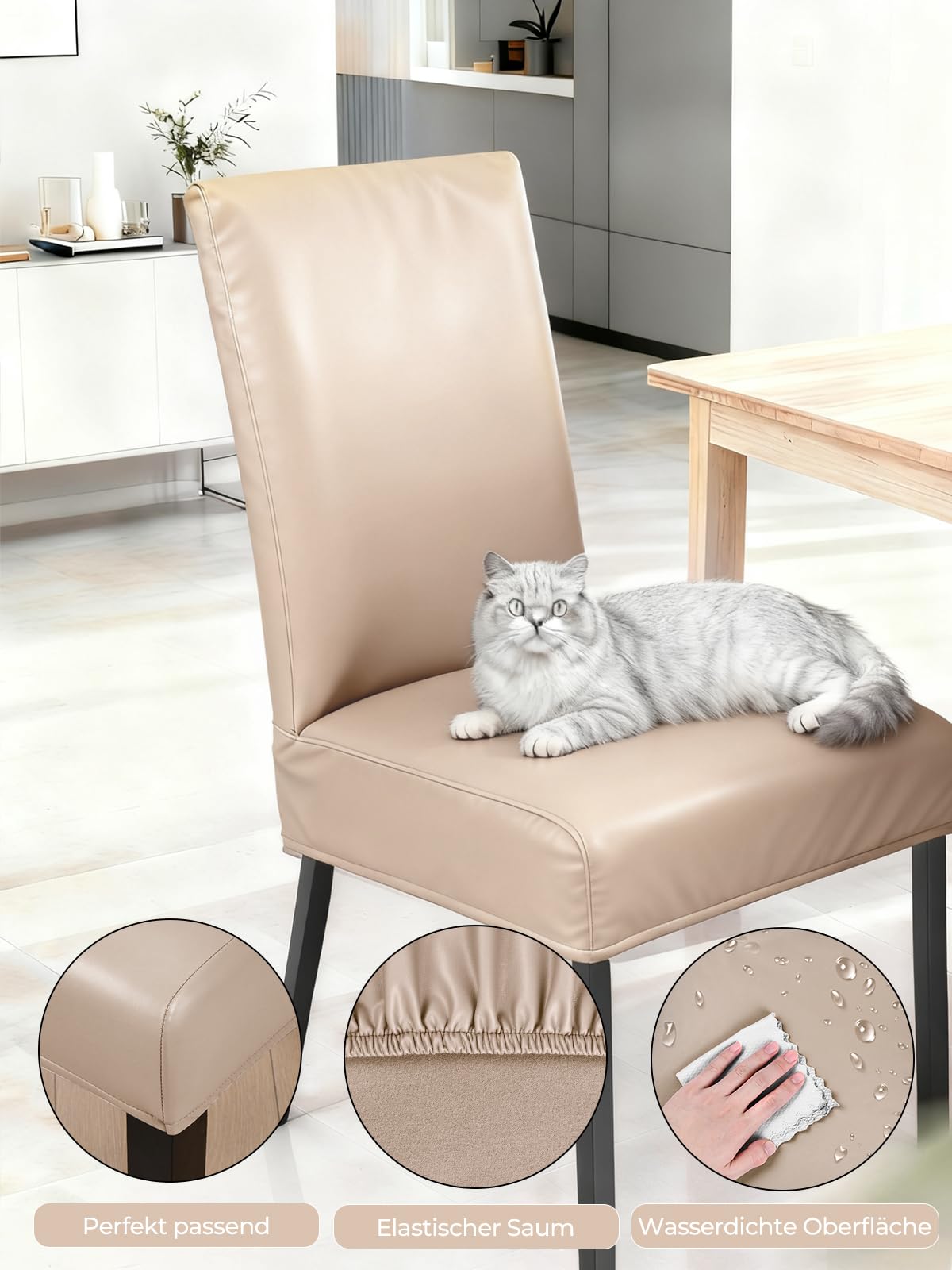 Set di 4 coprisedia in pelle PU, elastici e impermeabili, lavabili e rimovibili, universali, per sala da pranzo, cucina, ristorante, hotel e matrimoni