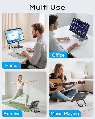 Miniatura 8 de Soporte ajustable para laptop y tableta, elevador ergonómico de acero al carbono con ventilación de refrigeración, elevador plegable portátil