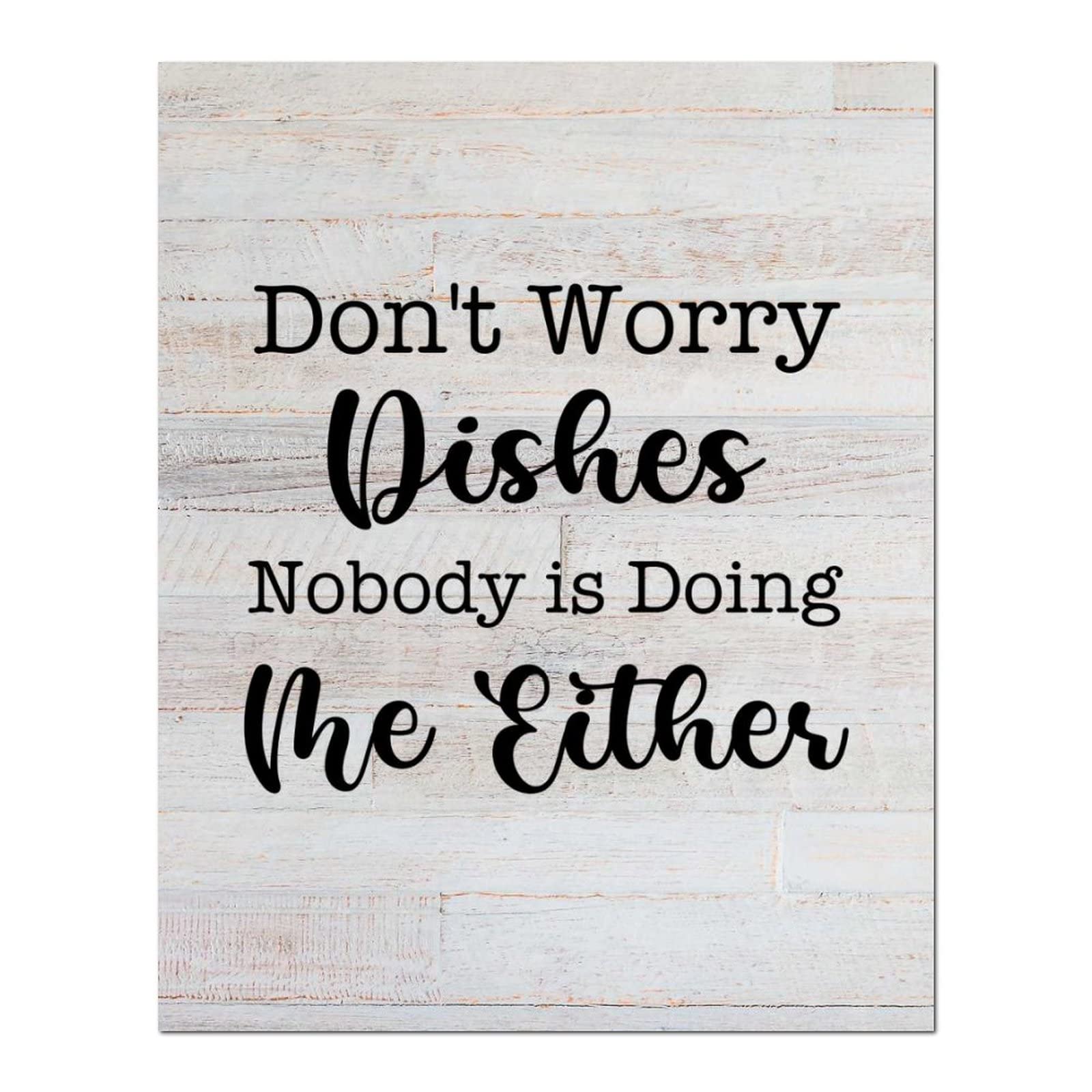 Panneau en bois rustique Don't Worry Dishes pour cuisine de ferme 40x50 cm