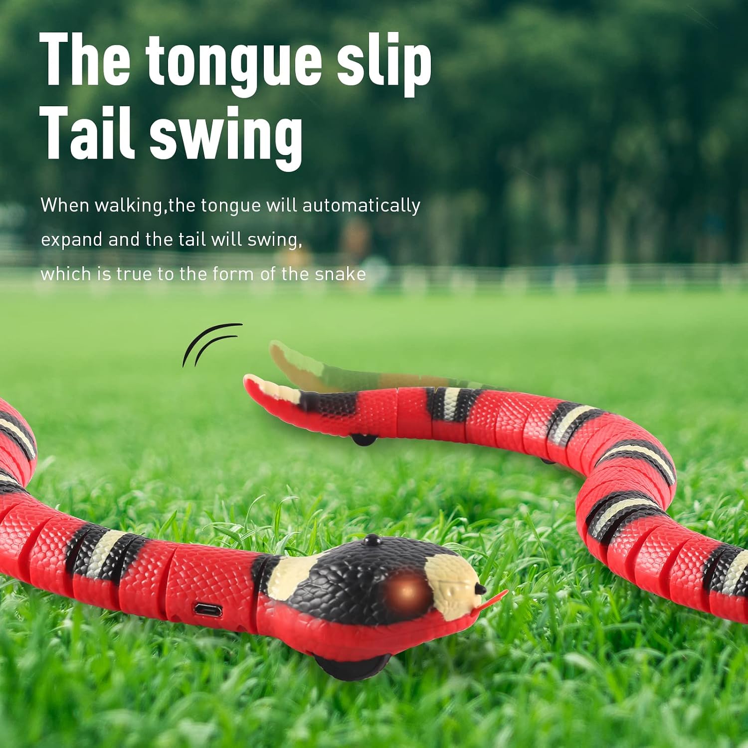 FauKait Smart Sensing Snake Toy,Interactive Toys Snake for Kids, Cats&Dogs&Pet Game Play USB Rechargeable Electric Simulation Slithering Serpent Realistic Snake Prank Prop for Halloween