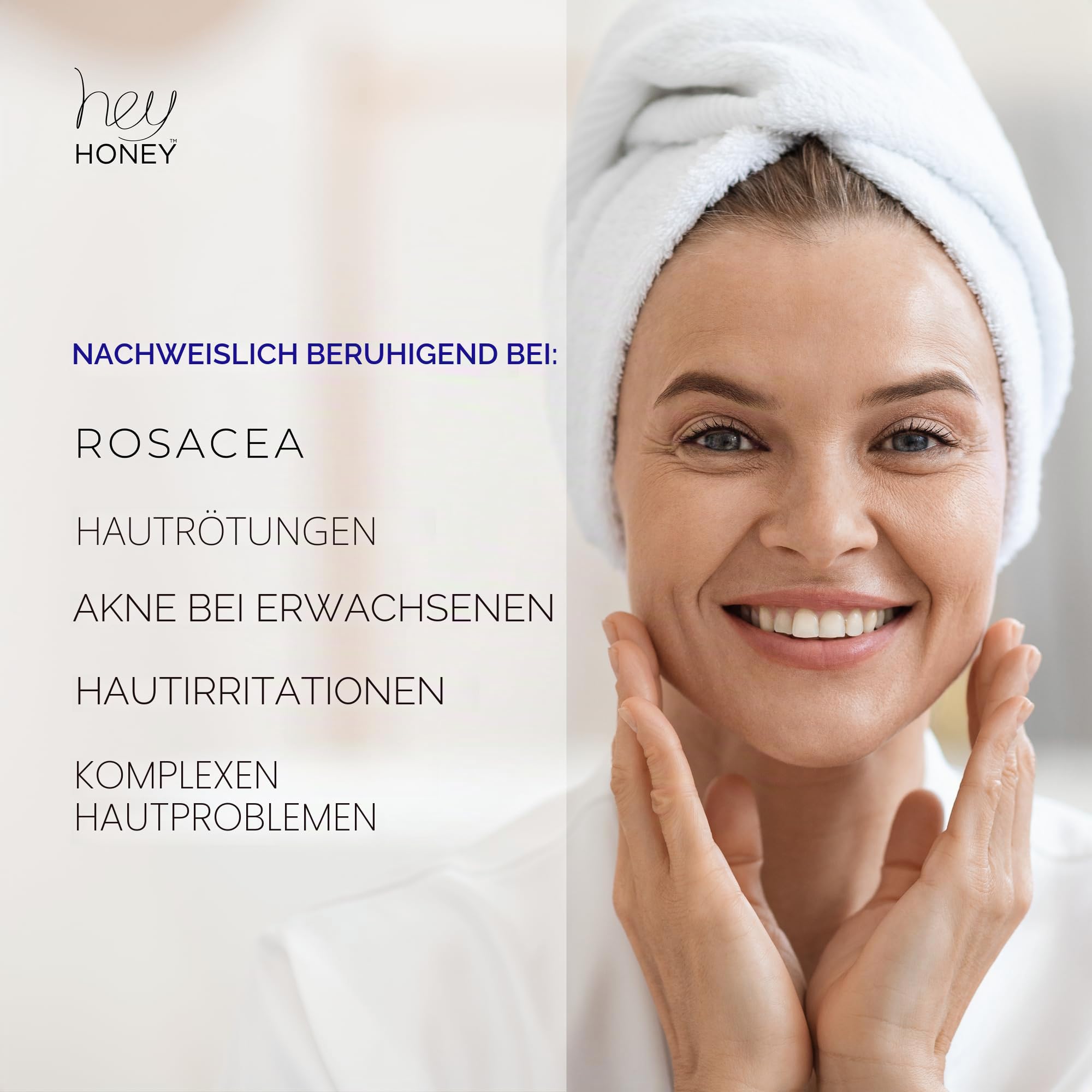 Hey Honey Relax Gesichtscreme mit Propolis & Honig für empfindliche Haut, Rosazea & Rötungen | Anti-Aging Feuchtigkeitscreme für reife Haut | Dermatologisch getestet, ölfrei | 60g