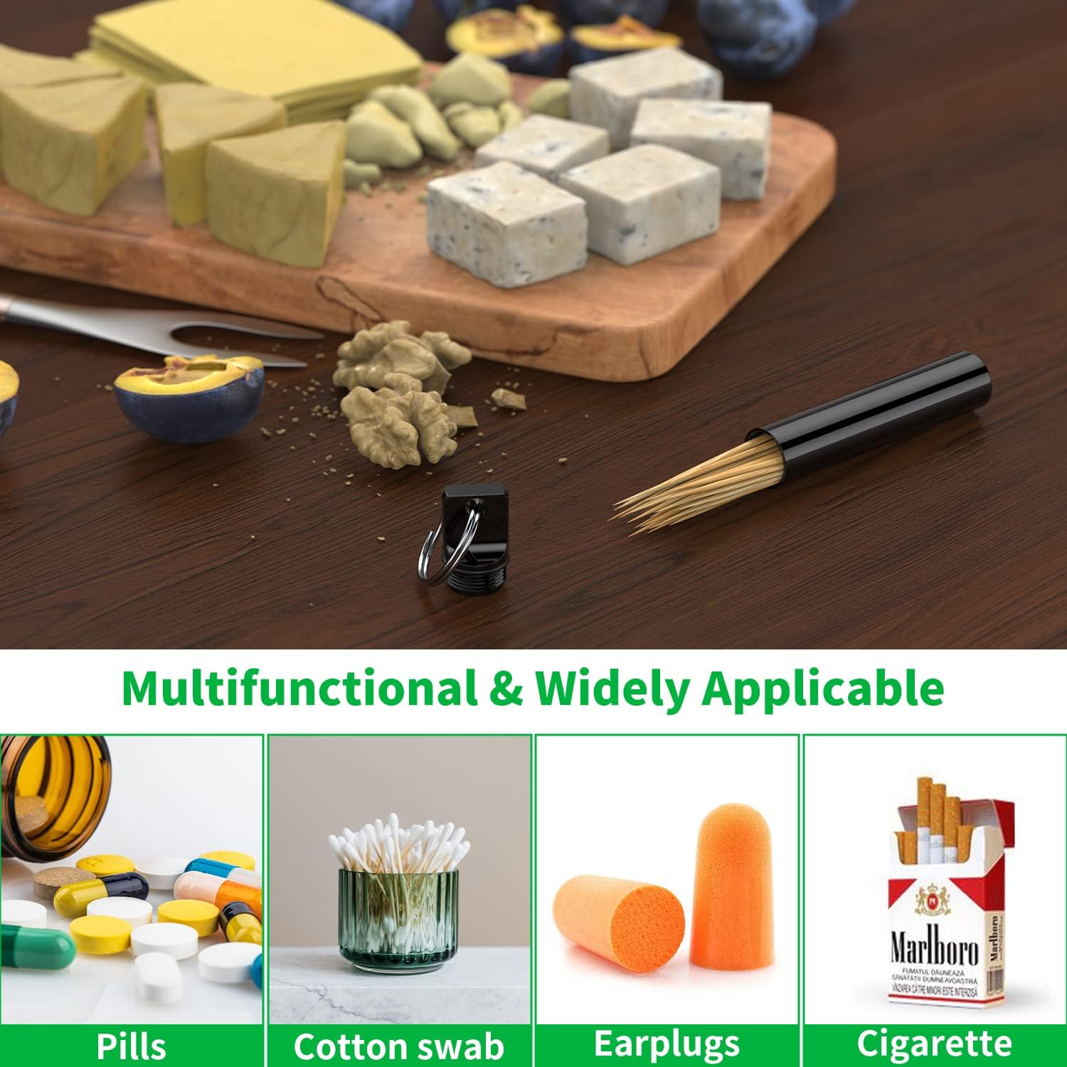 Metal Portable Toothpick Holder Box 3 Pieces ,Pocket Waterproof Case Toothpicks Container with Keychain for Outdoor Picnic and Camping travel purse Ear Wax Removal Tool Case Needle Holder cotton swab - Image 3