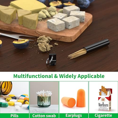 Miniatura 3 de Caja portátil de metal para palillos de dientes, 3 piezas, bolsillo impermeable, contenedor para palillos de dientes con llavero para picnic al aire