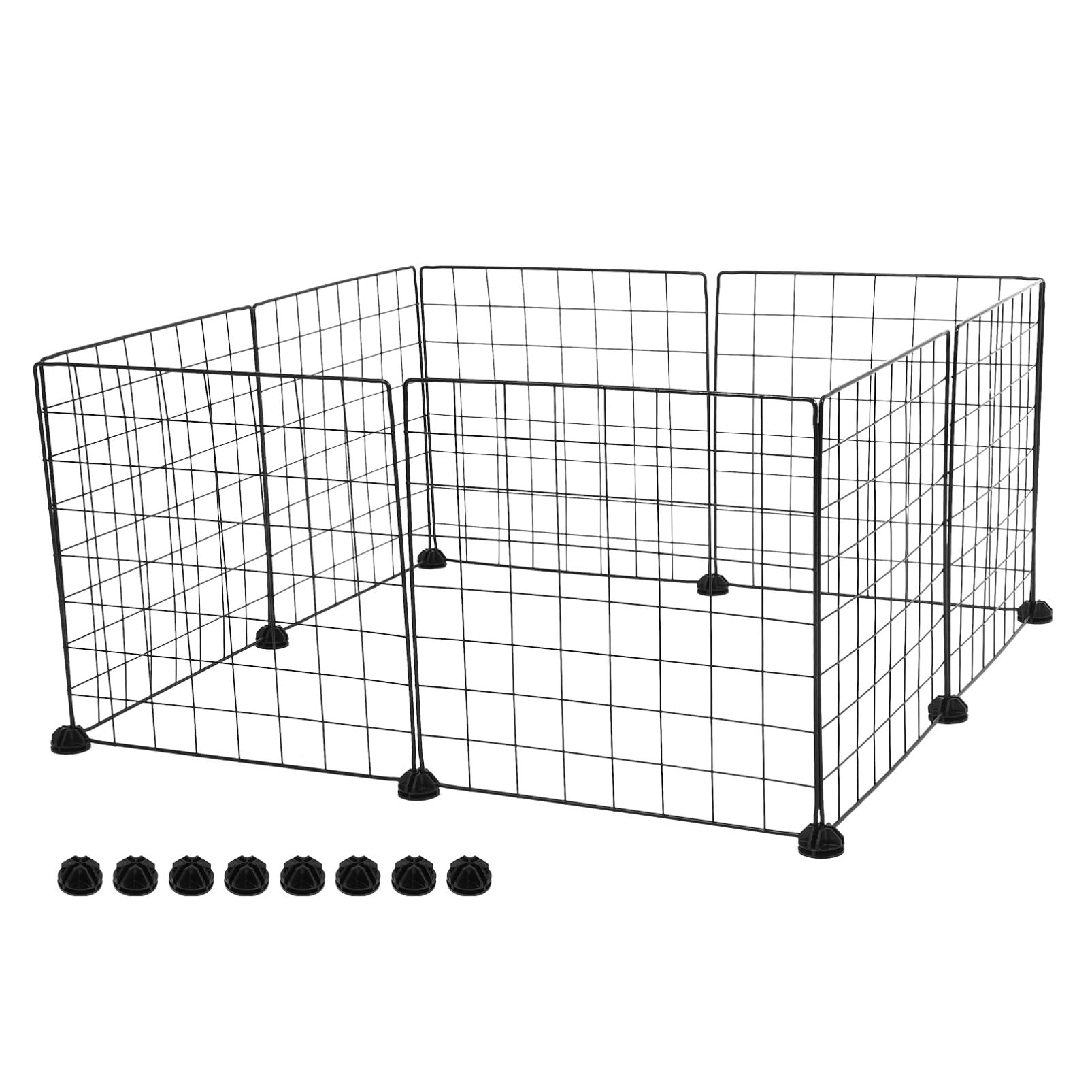 Happyyami Recinto Portatile per Animali di Dimensioni Ridotte in Ferro con 8 Pannelli Regolabili per Conigli, Porcellini D'india, Cincillà e Polli