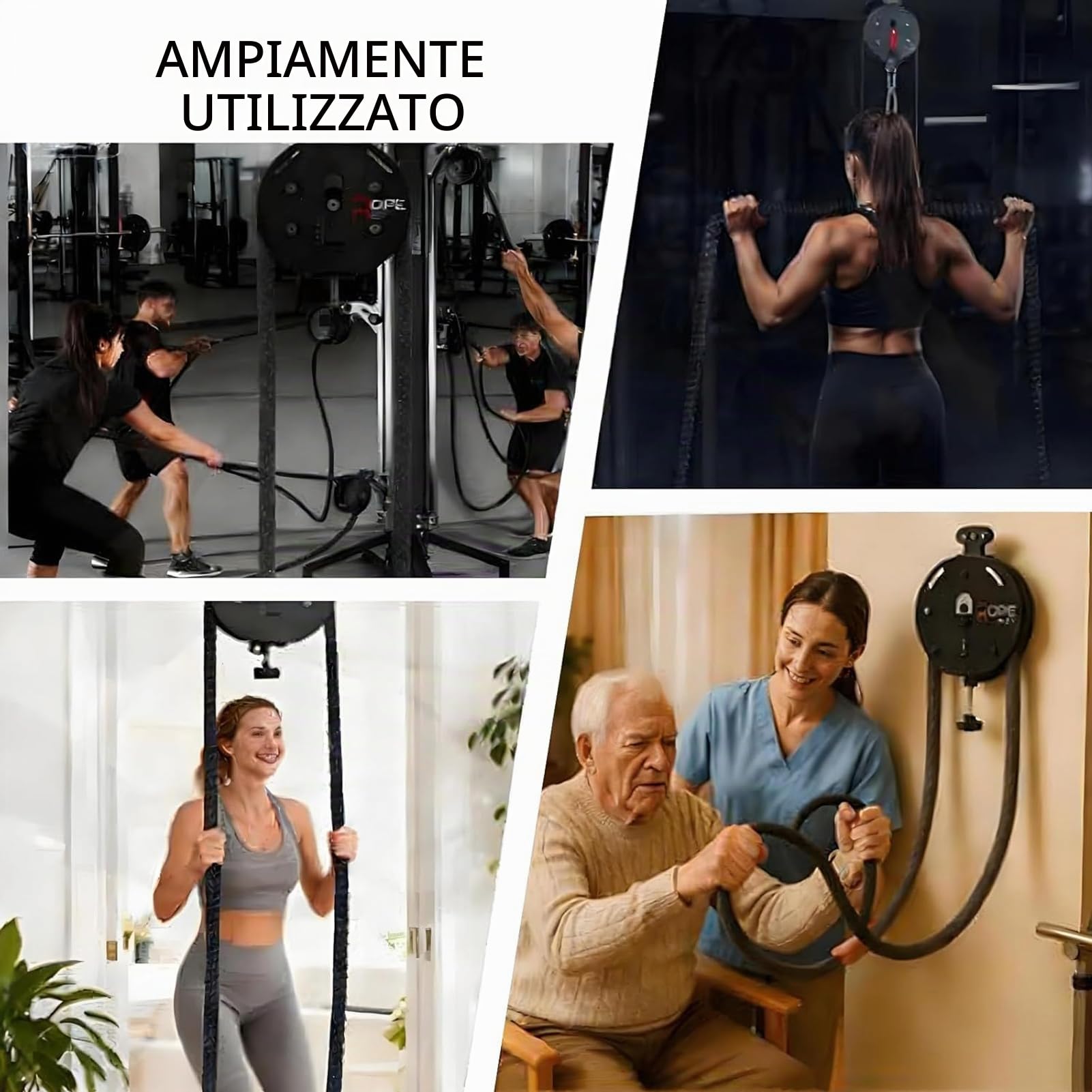 Endless Rope Trainer, Q Rope Endless Rope Trainer, Sistema di Pulegge a Cavo, Resistenza Regolabile, Allenamento Completo del Corpo, Forza, Coordinazione, Palestra Domestica (Black&Red)