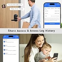 Vista 2 de Cerradura de puerta con teclado con asa, cerraduras de puerta de entrada sin llave, perilla inteligente de huellas dactilares inteligentes