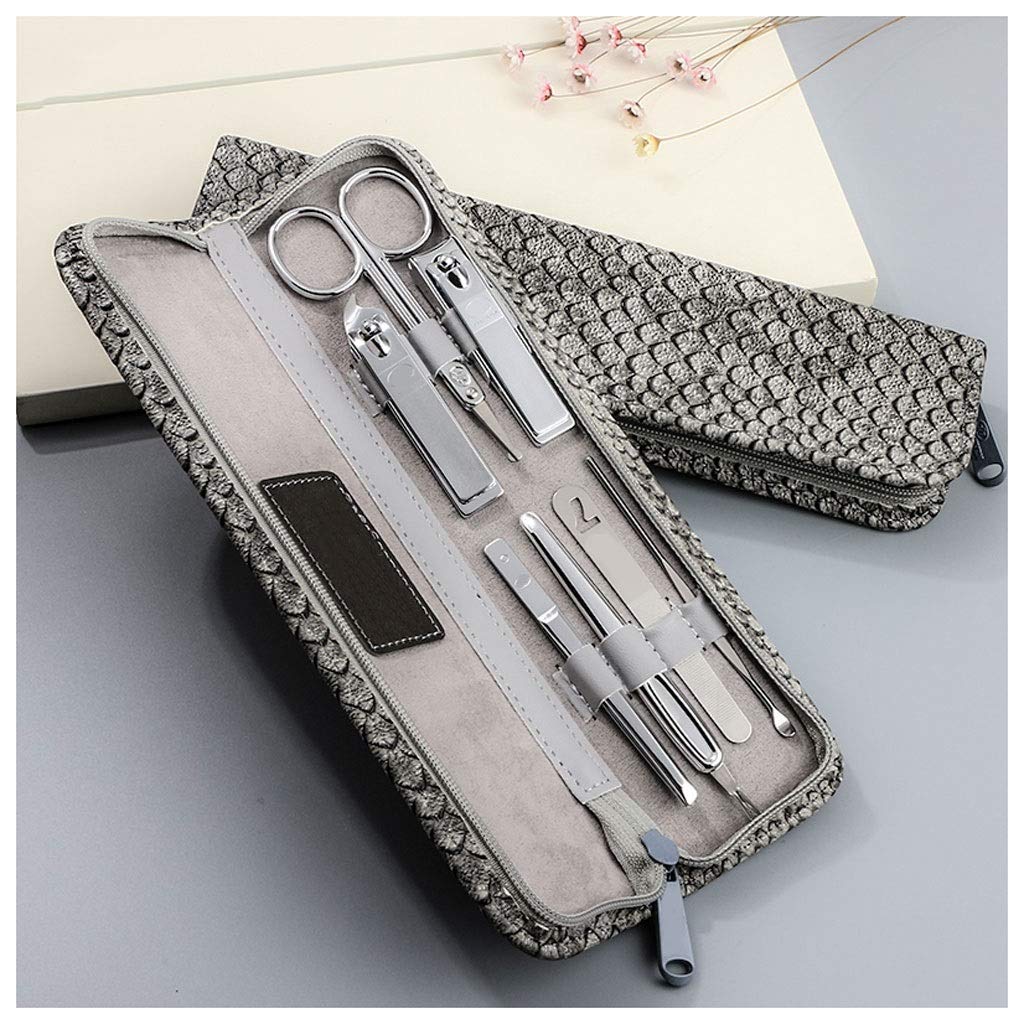 Forbicine per Unghie Kit Nail Household Manicure Set Signore Ear Nail Clippers Nail File Pick Strumento Scatola Rosa Set di Bellezza di Cura di Set di 7 Tagliaunghie Set (Color : B)