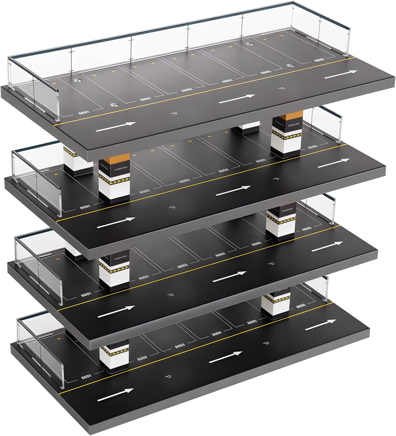 - 4-Tiers Model Car Display Case, 1/64 Scale Diecast Toy Car Storage for Hot Wheels & Matchbox Small Parking Garage Diorama Freestanding Hot Wheels Garage 24 Spots Maximum 40 Cars