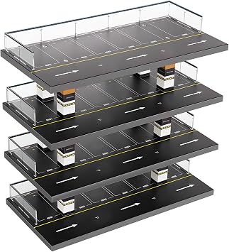 4-Tiers Model Car Display Case, 1/64 Scale Diecast Toy Car Storage for Hot Wheels & Matchbox Small Parking Garage Diorama Freestanding Hot Wheels Garage 24 Spots Maximum 40 Cars