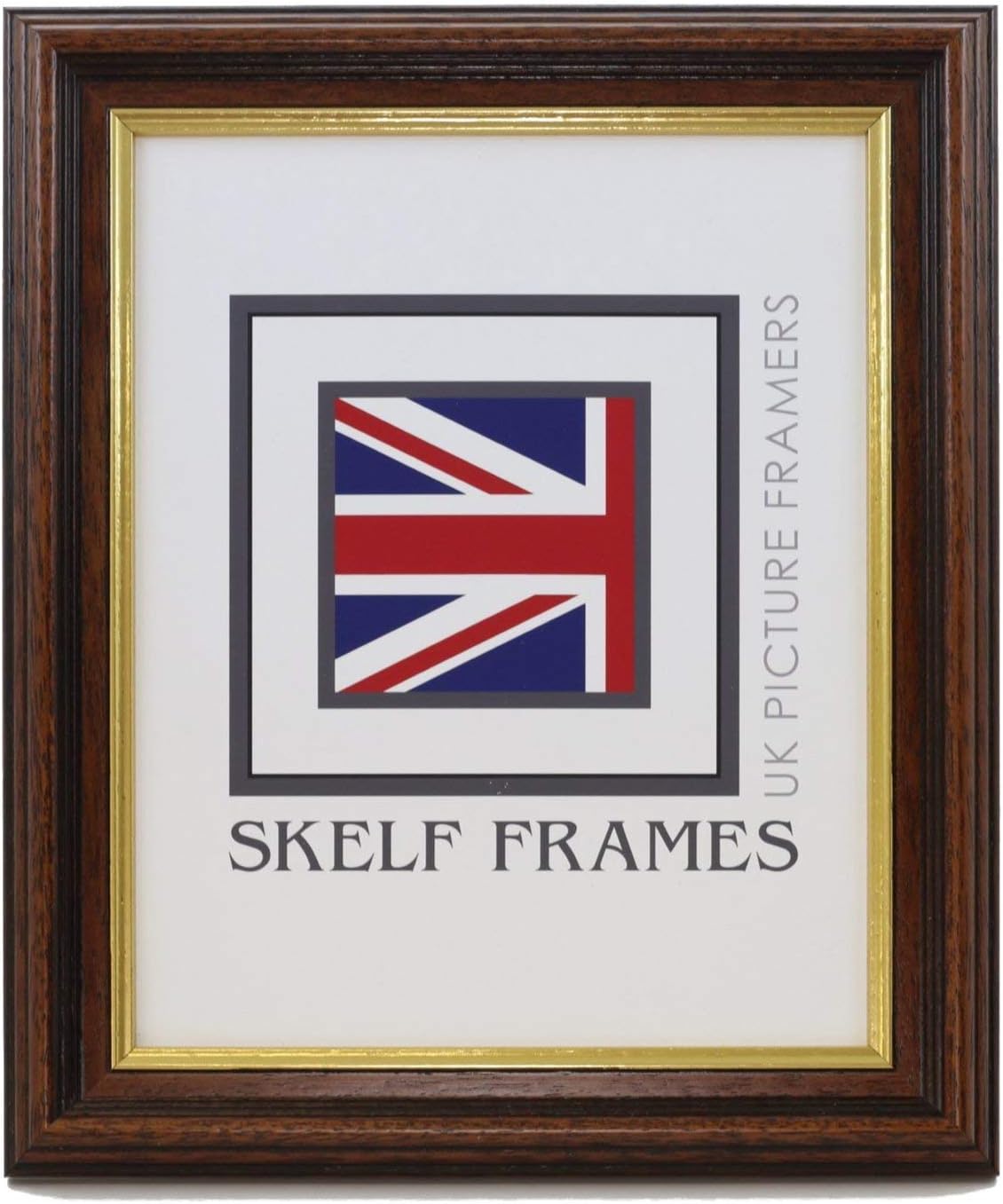 Skelf Frames Ltd 10x7 Wood Picture Photo Frame (35mm Dark Wood with Gold Inlay