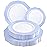 WDF 60pcs Blue Plates Disposable With Gold Rim - Baroque Baby Blue Plastic Party Plates for Wedding/Party/Baby Shower
